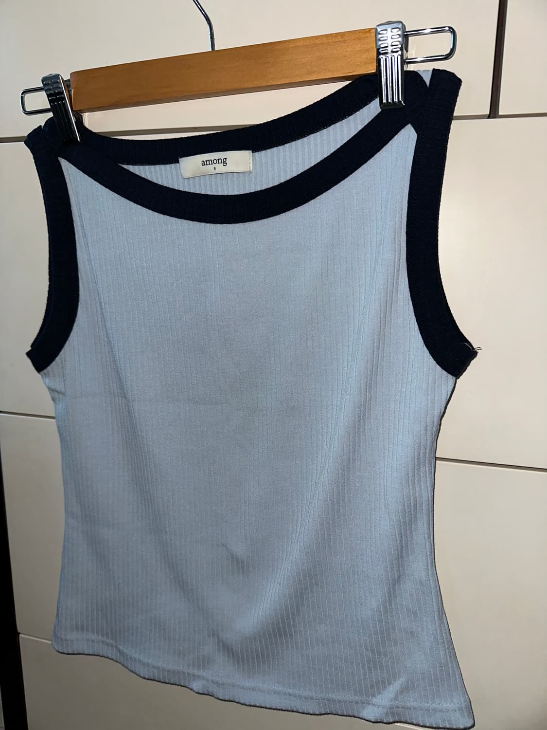 Among 하늘색 골지 민소매 S 상품이미지2