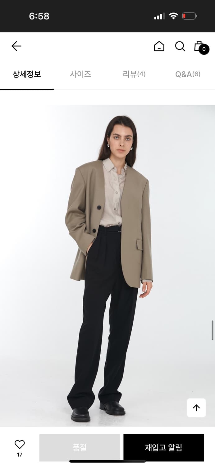 던스트 20FW 유니섹스 노카라 울 블레이저 그레이지 상품이미지6