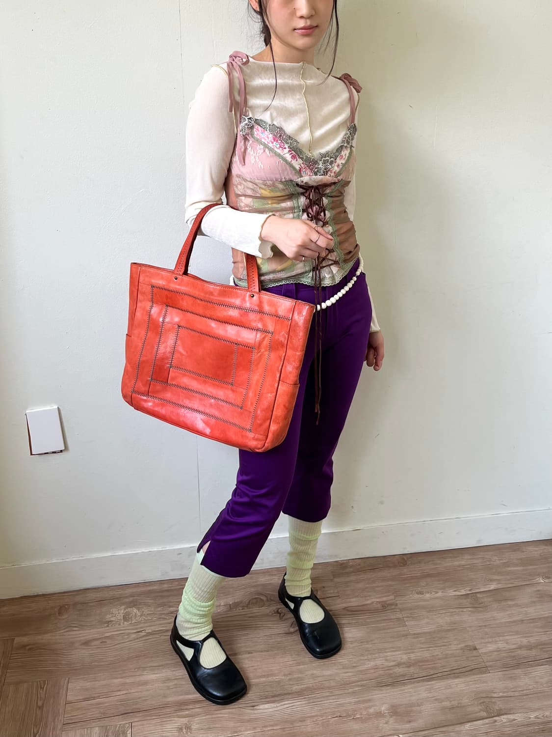 Cuir Jouer Cube 카멜 레더 백 상품이미지8