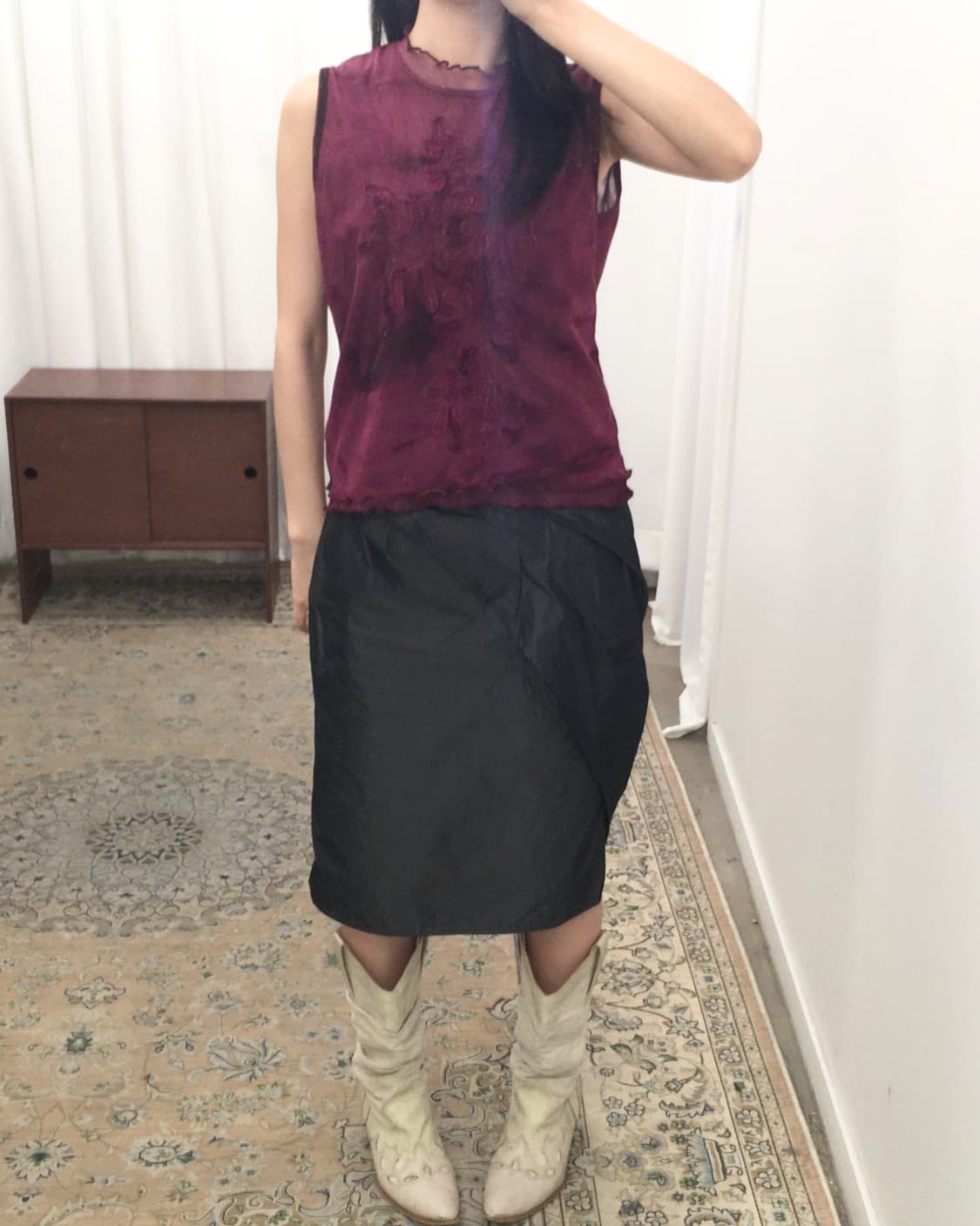 차콜 랩스커트 상품이미지5