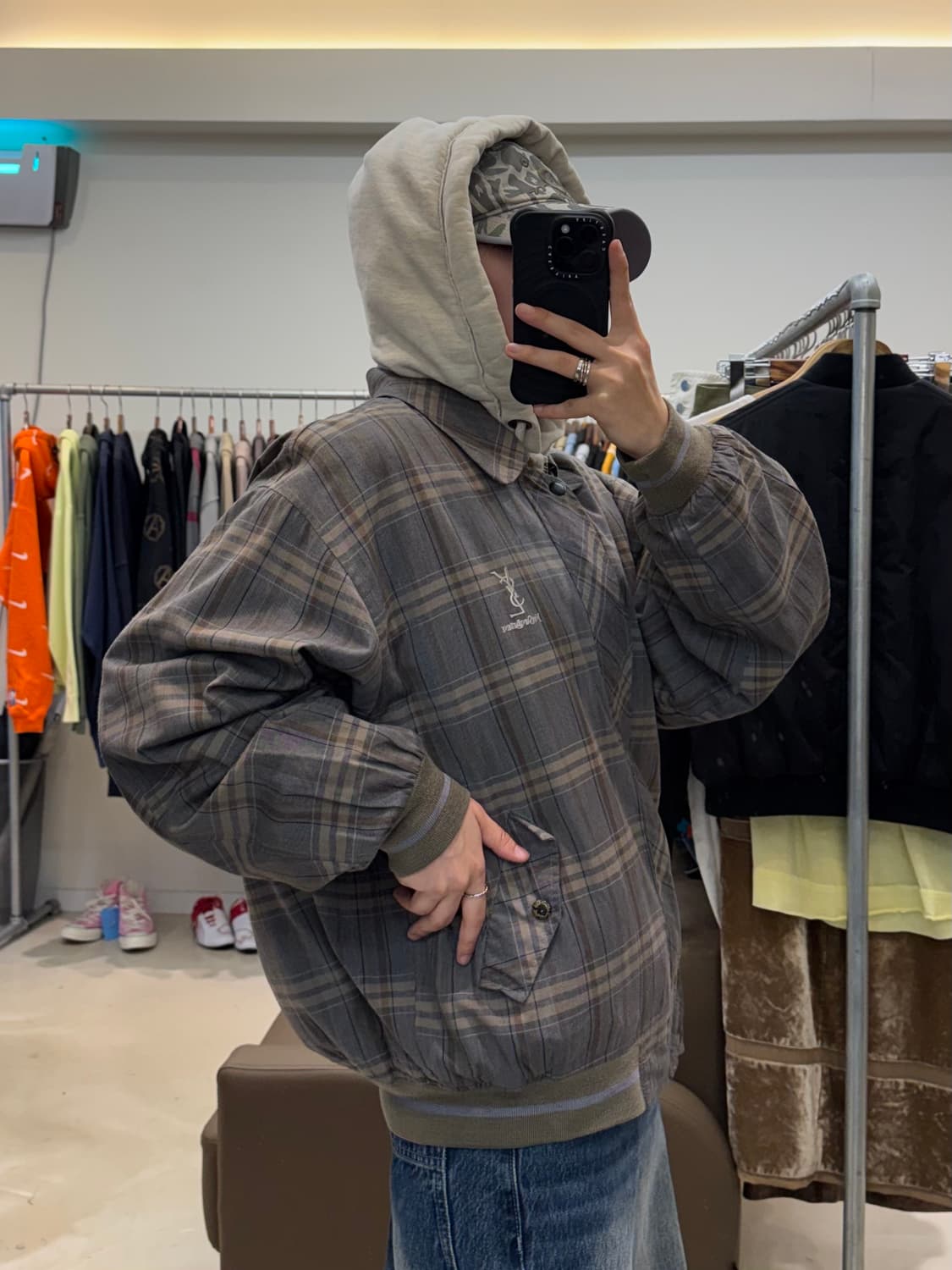 입생로랑 체크 해링턴 자켓 상품이미지7