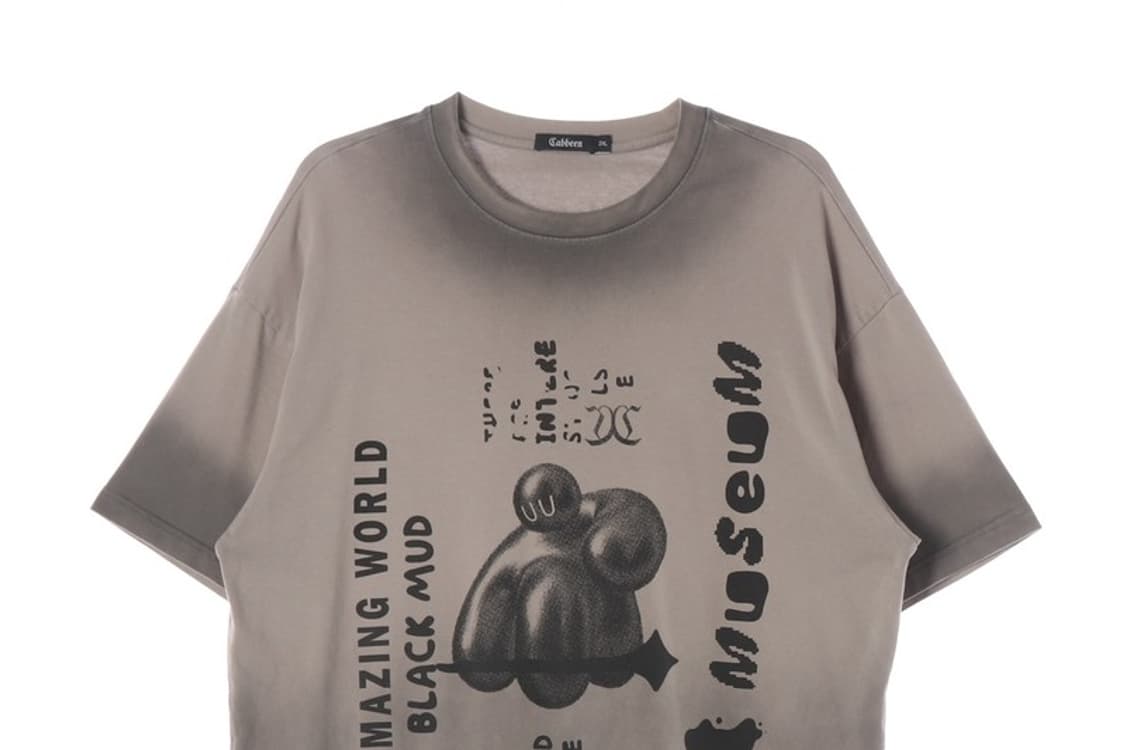 Cabbeen 블랙 머드 그래픽 워싱 티셔츠 2XL 상품이미지3