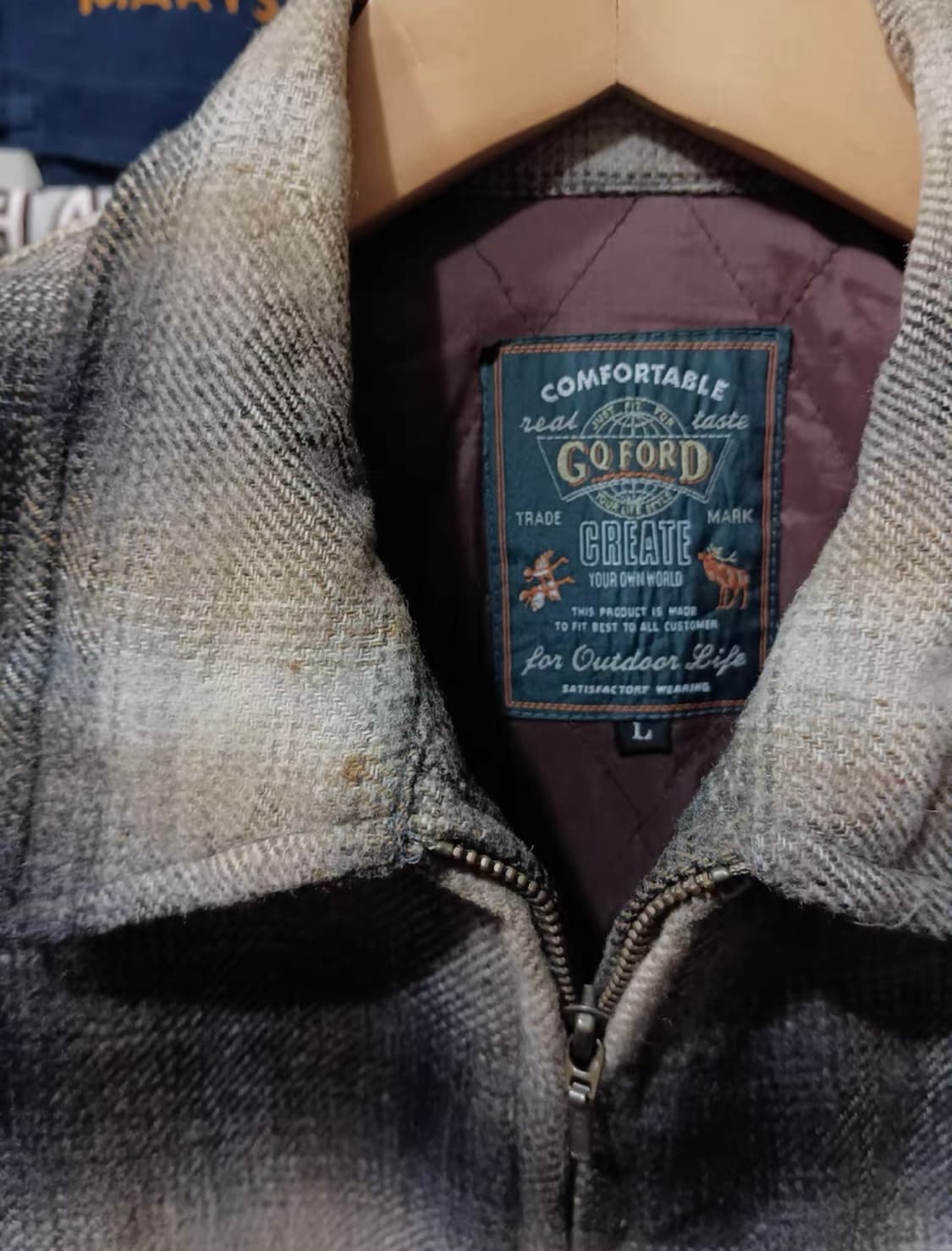 Vintage 아메리칸 복고 조니 뎁 스타일 울 그라데이션 체크 자켓 상품이미지2