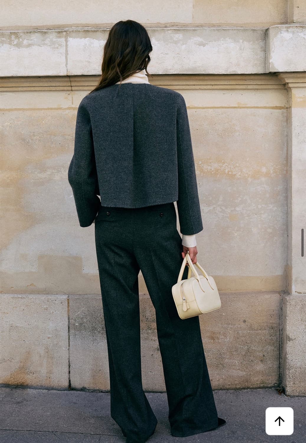 [라메레이] 커브 디테일 숏 핸드메이드 자켓 차콜 상품이미지3