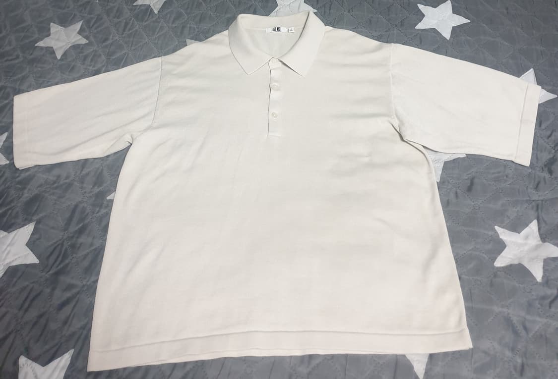 유니클로 U 카라 반팔 니트 크림 (XL) 상품이미지1