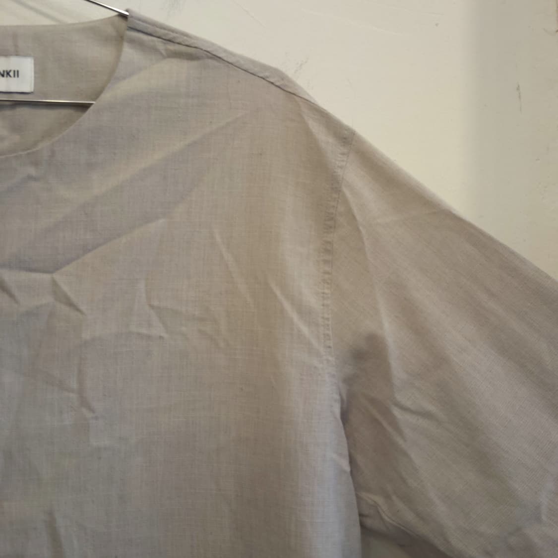 린넨 헨리넥 루즈핏 노카라 셔츠 상품이미지1