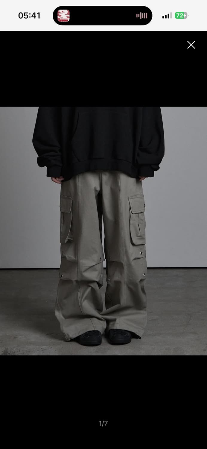 애즈유아 투턱 와이드 코튼 팬츠 카키 상품이미지1