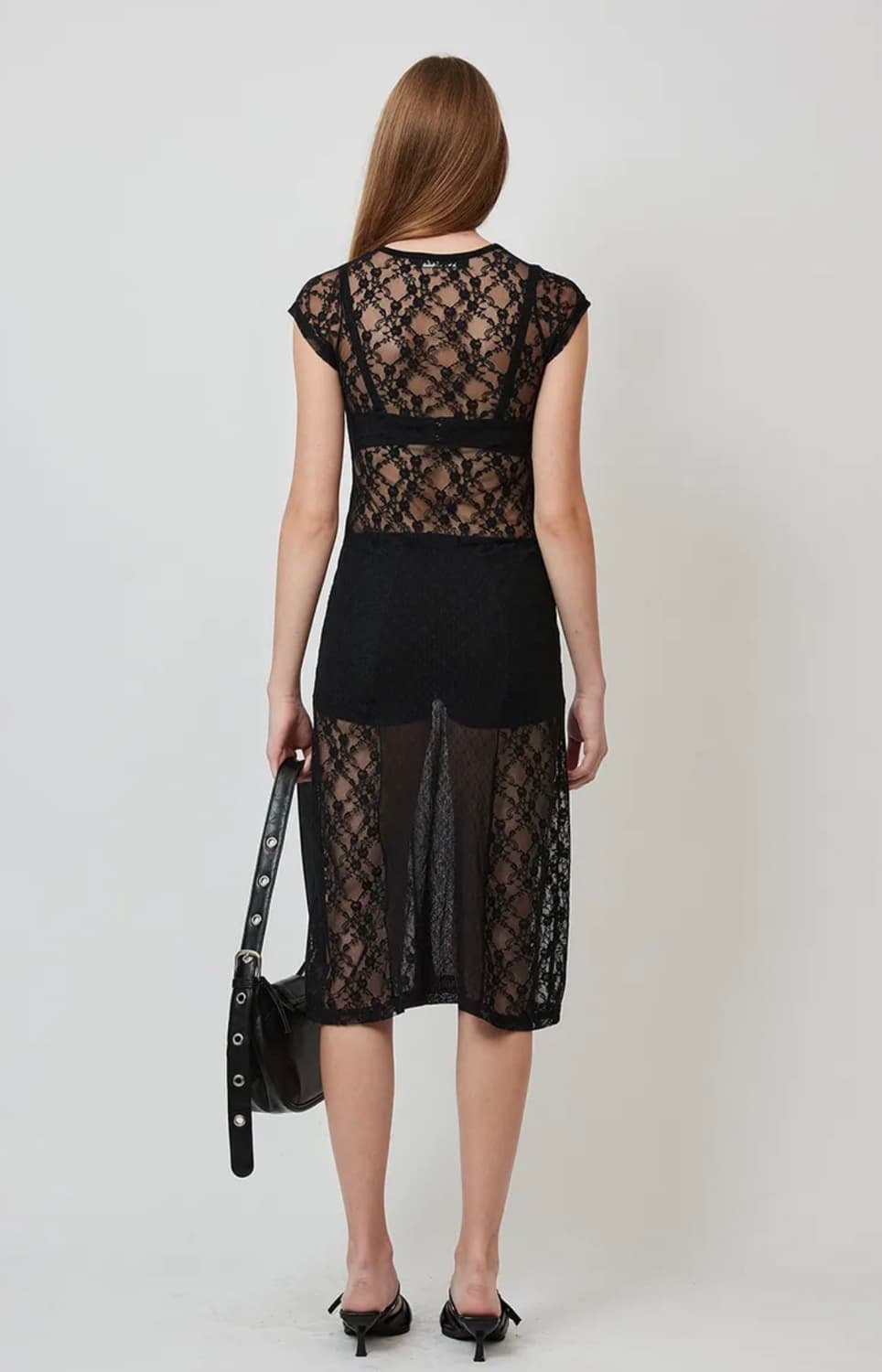 크랭크 레이스 플레어 드레스 블랙 상품이미지2