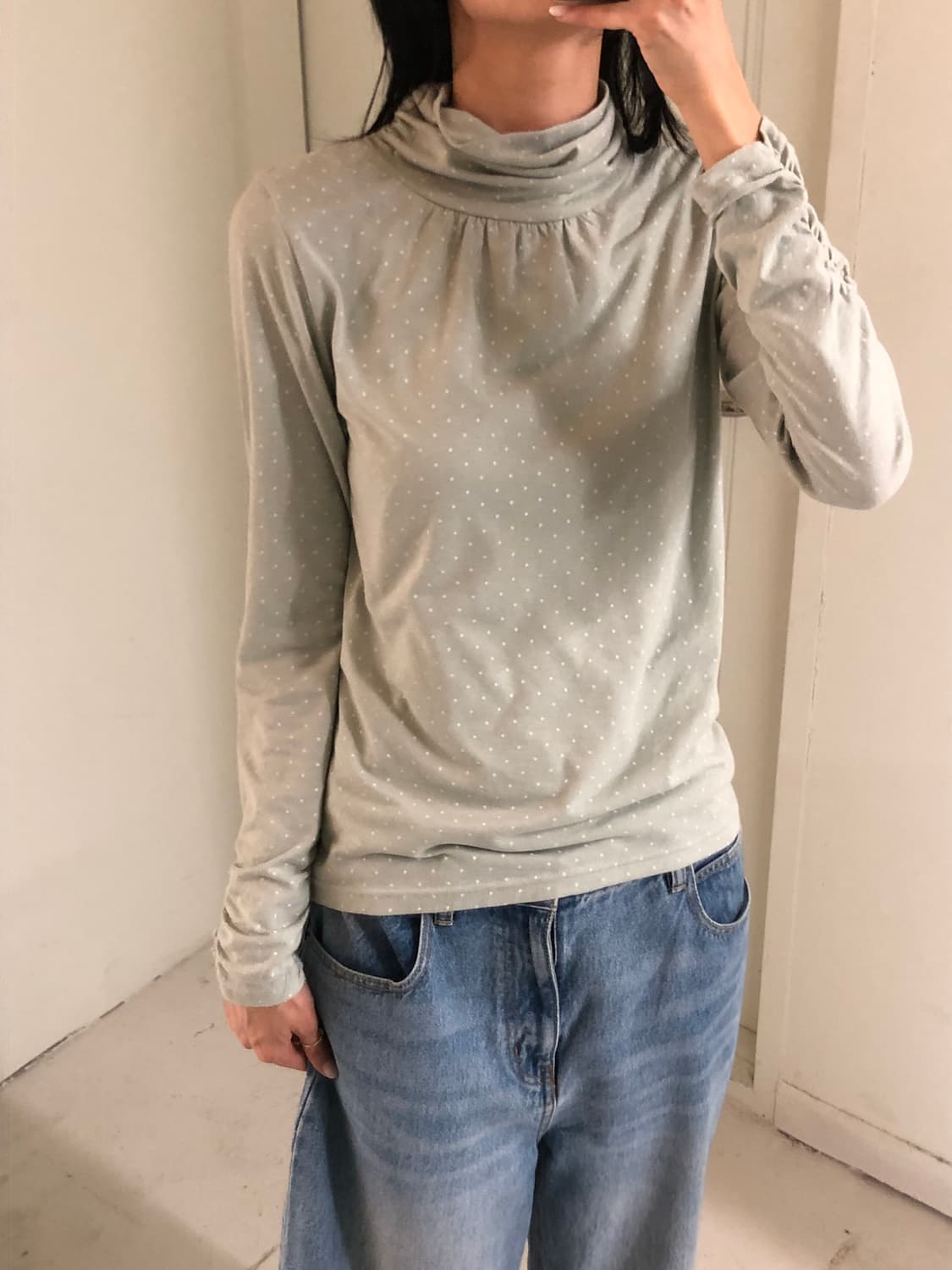 일본빈티지 민트 도트 롱슬리브 상품이미지1