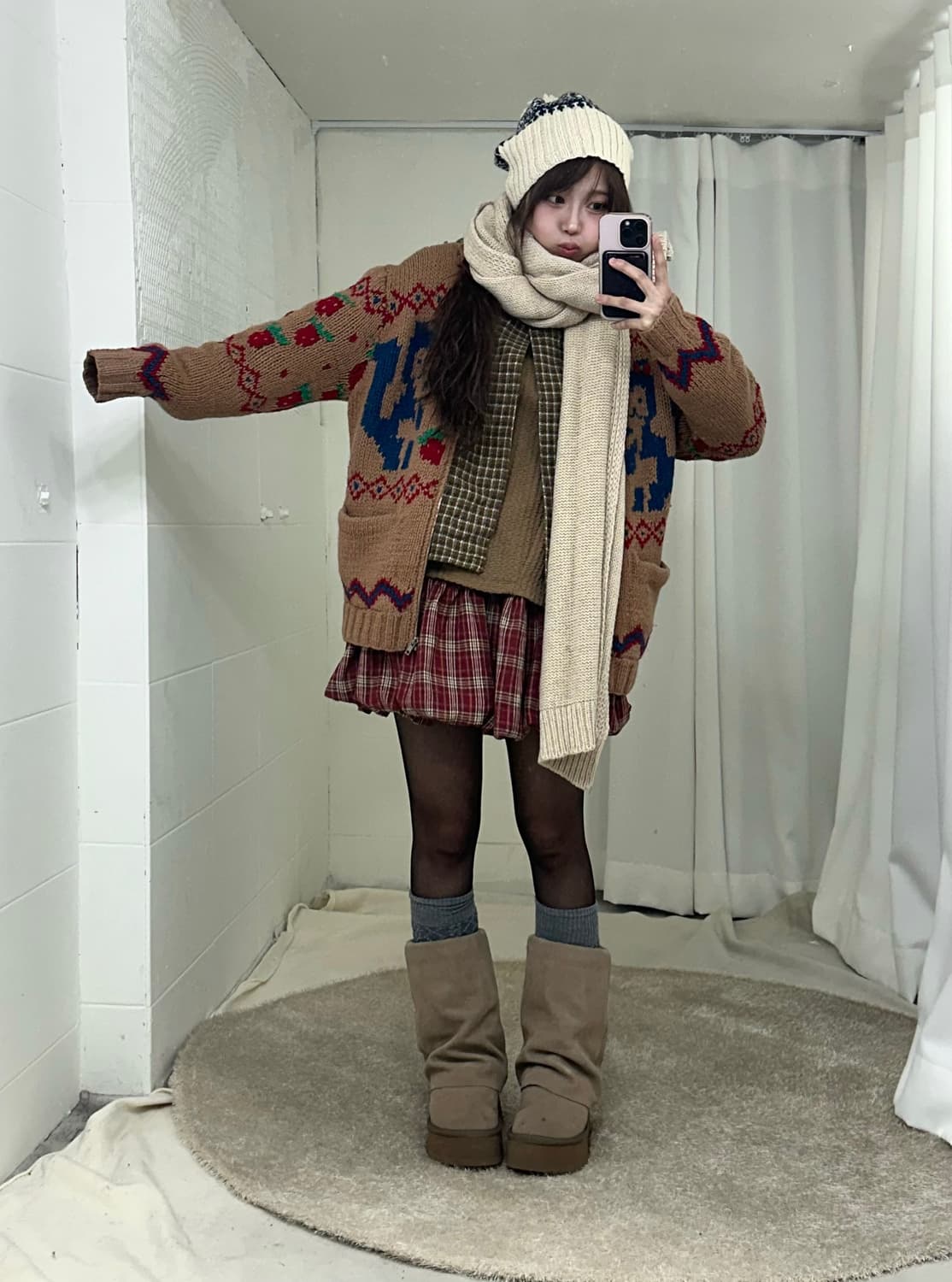 딸기다람쥐 베이지 코위찬 모리걸 연말 코디세트 상품이미지1