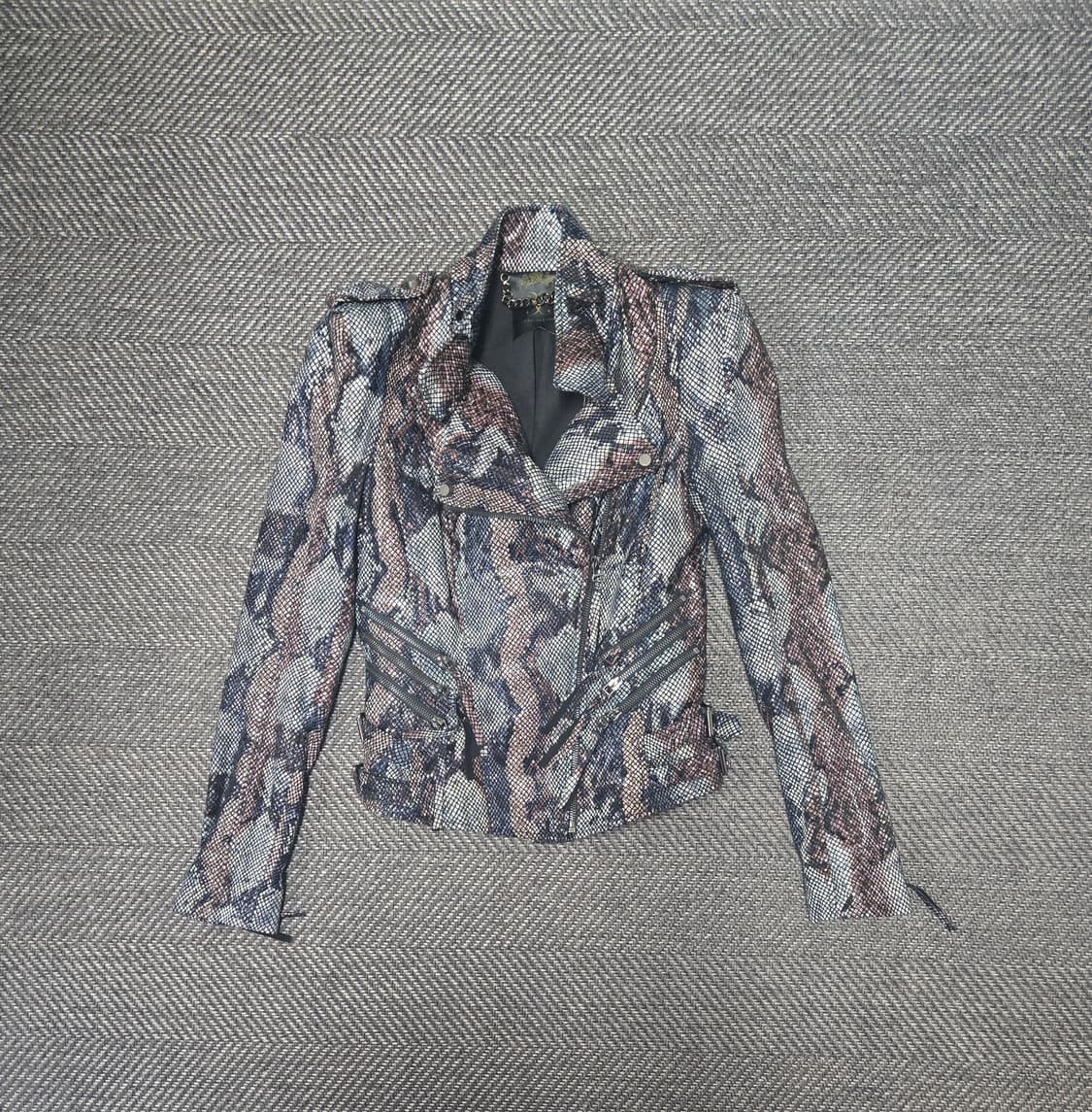 제시뉴욕 뱀피 무늬 가죽 라이더 재킷 상품이미지1