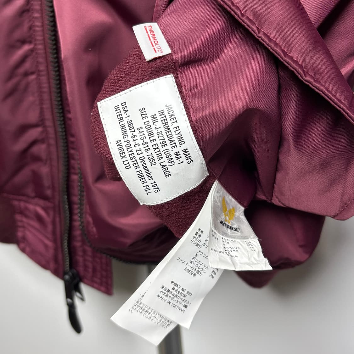 아비렉스 베이직 MA-1 버건디 상품이미지7