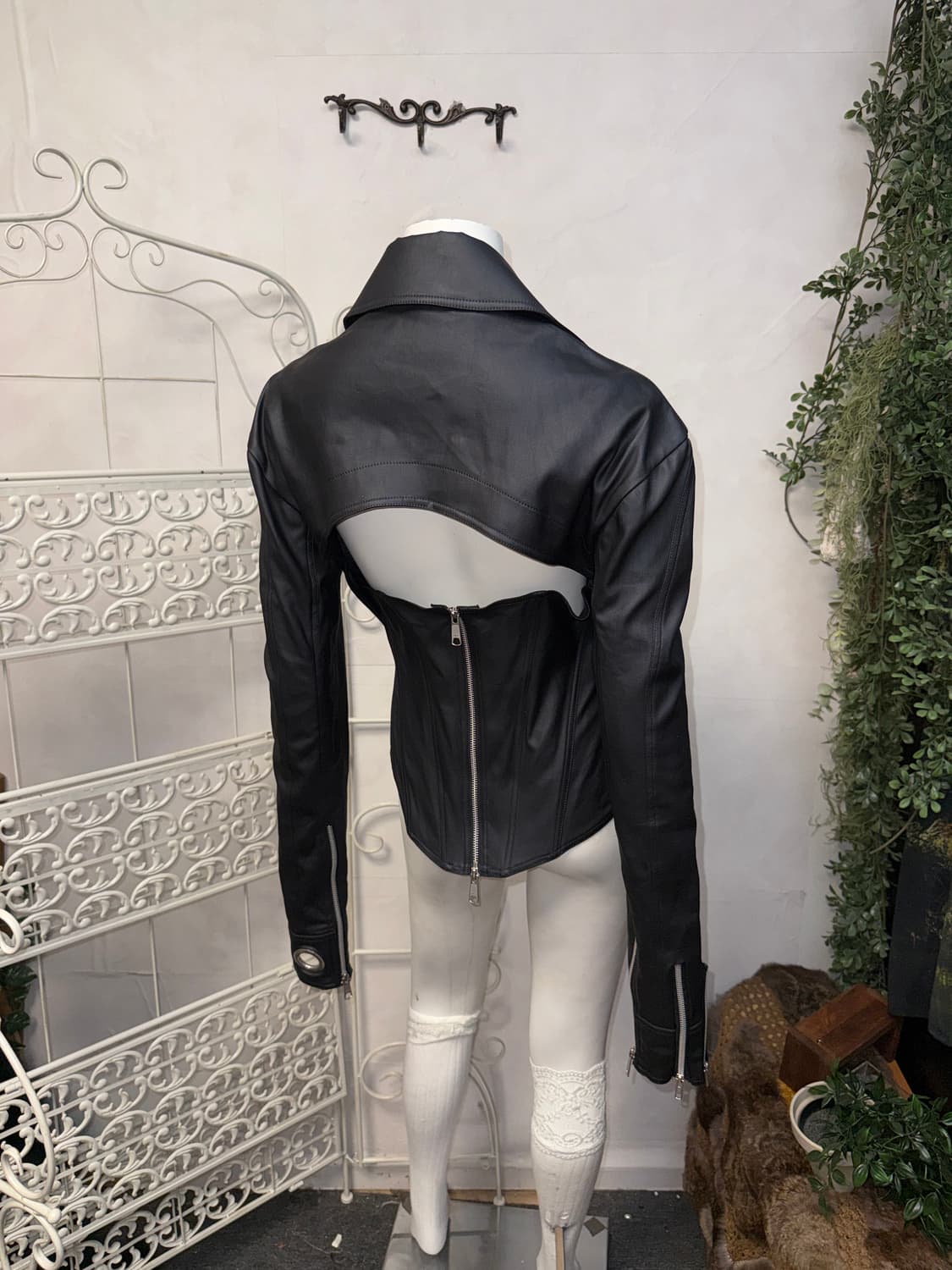 Black cutout punching corset jacket  상품이미지7