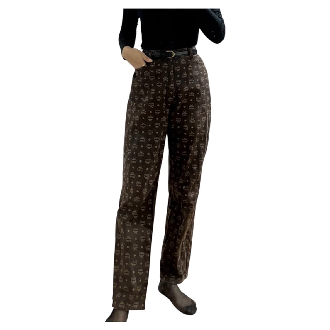 [착샷O] MCM(엠씨엠) 90s 빈티지 로고 패턴 바지 팬츠 상품이미지2