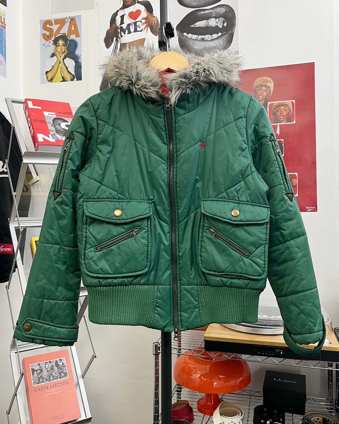 올드 빈티지 퍼 후드 경량 패딩 상품이미지5