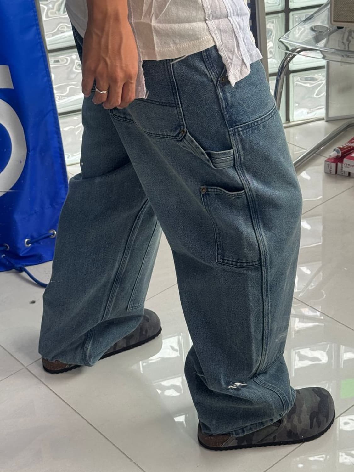 STRAIGHT WIDE DENIM 스트레이트 와이드 더블 니 데님 상품이미지2