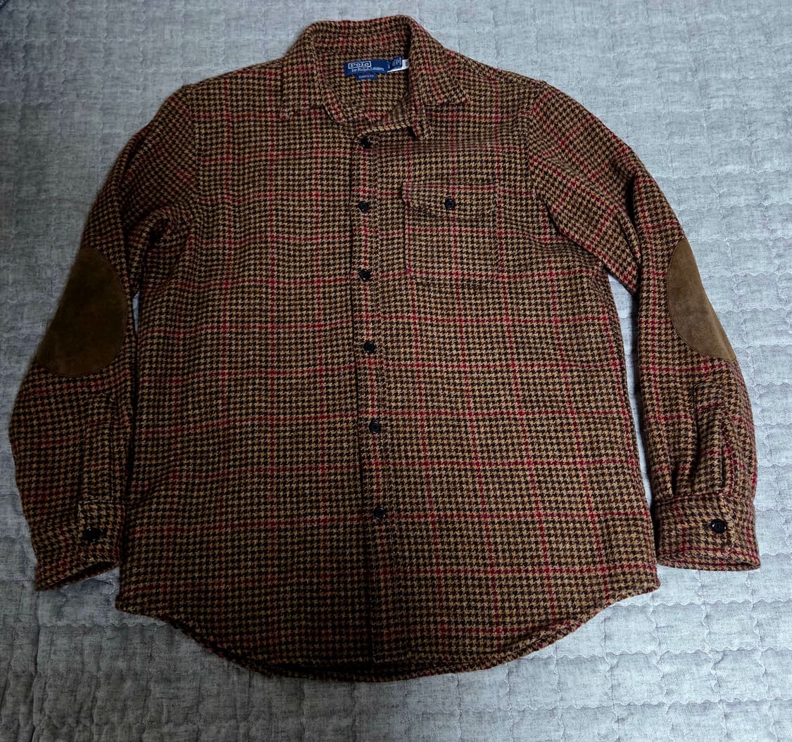 L,105) 폴로 셰틀랜드 브라운 울 오버셔츠 팝니다. 상품이미지2