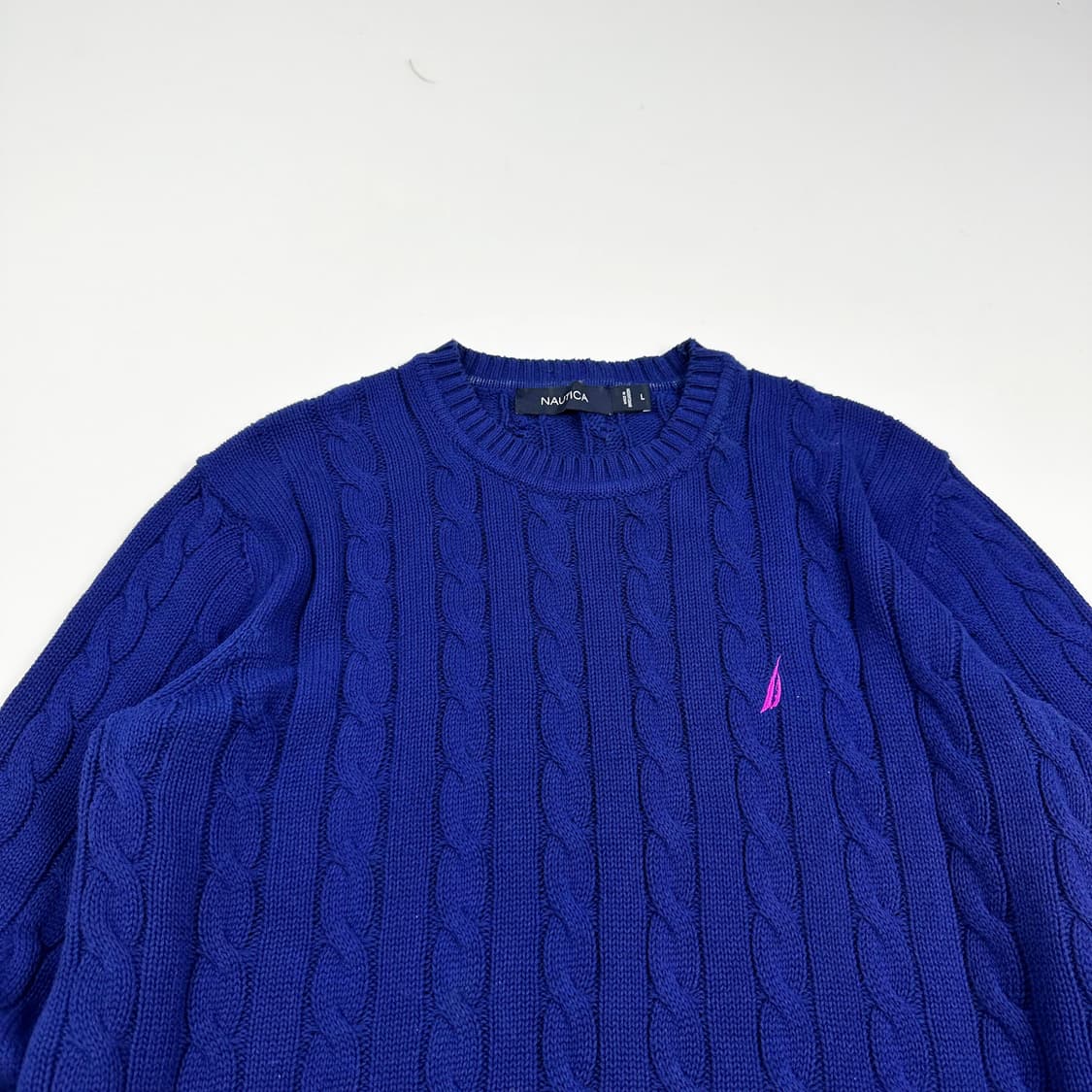 노티카 로고 코발트 블루 케이블 니트 (L 여성추천) 상품이미지1