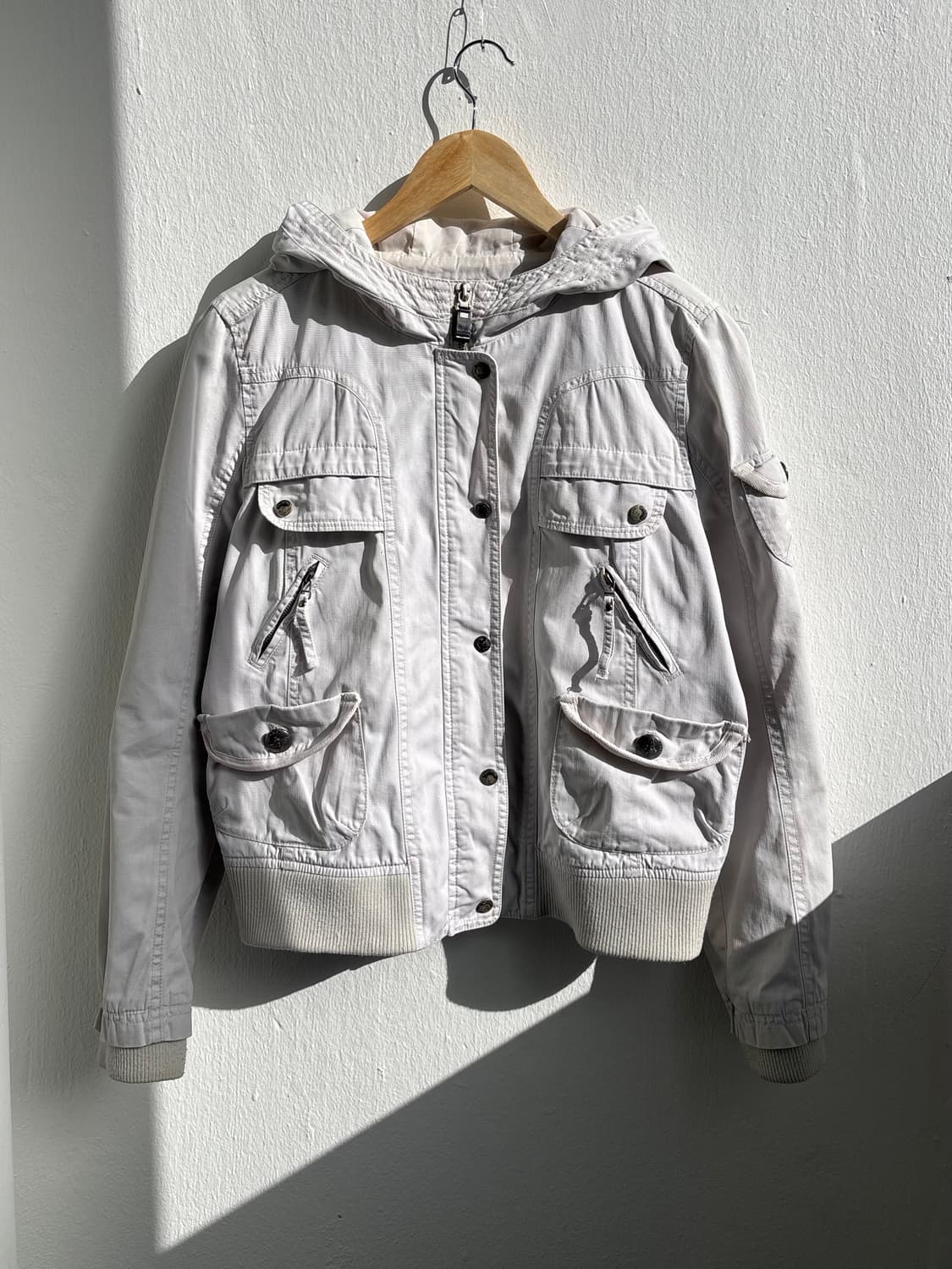 TBJ Jeans Light Grey Button Hood Zip-Up  상품이미지5