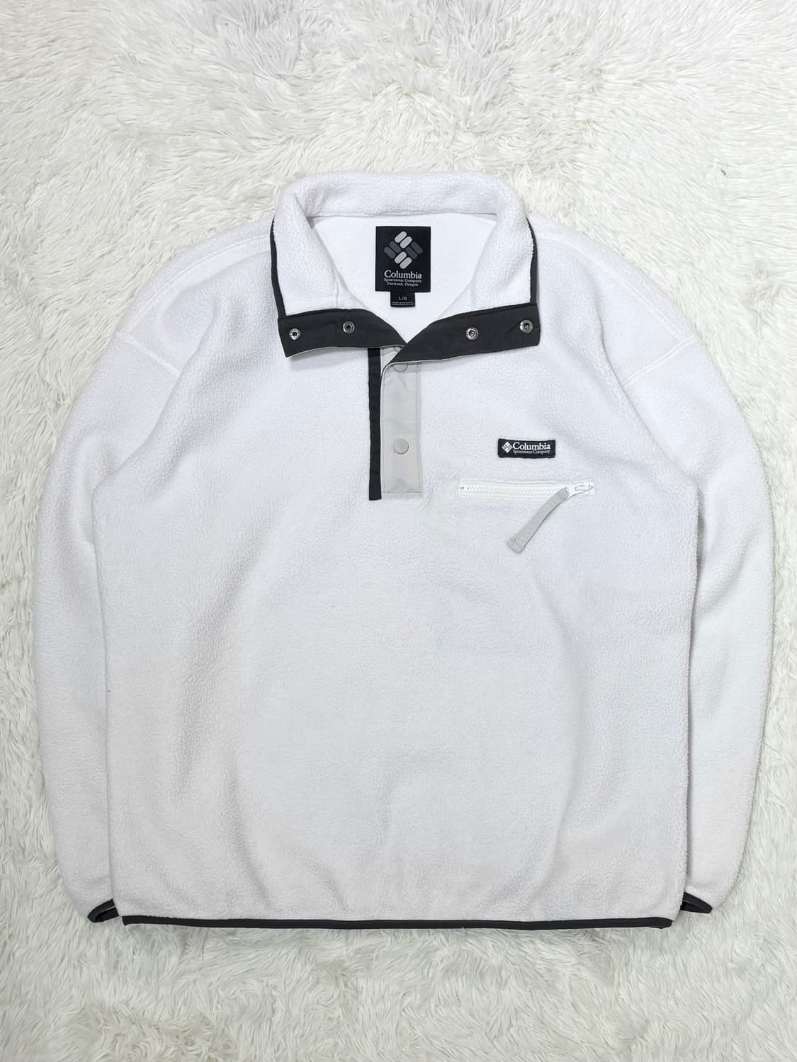 콜롬비아 화이트 플리스 반집업 상품이미지4