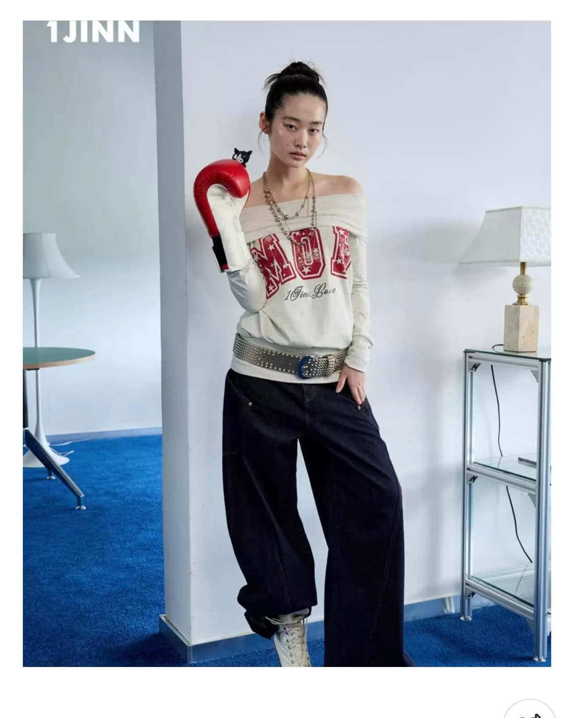 1JINNSTUDIO 원진스튜디오 오프숄더 원피스 네이비 상품이미지6