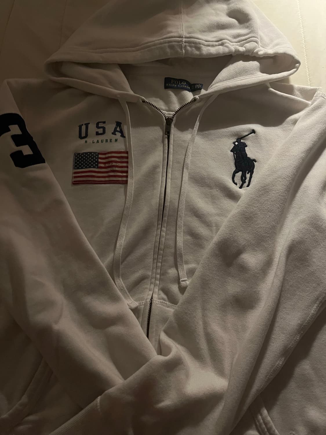 폴로 랄프로렌 빅포니 성조기 후드집업 화이트 상품이미지2