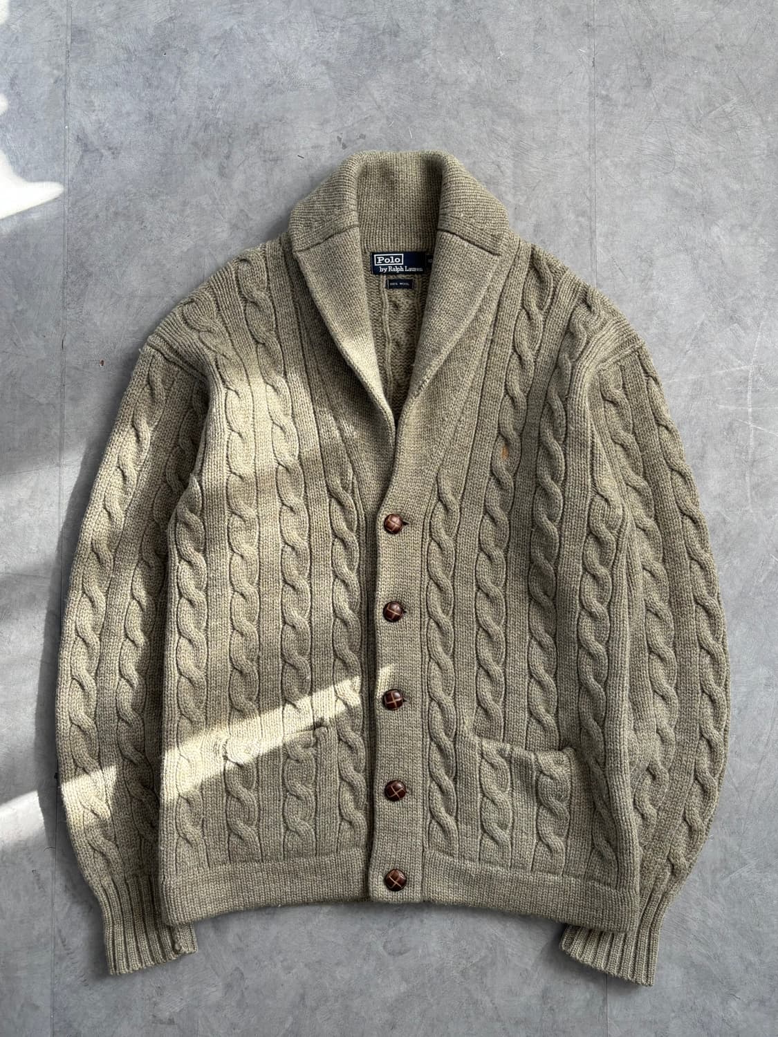 폴로랄프로렌 00‘s 헤비 울 케이블 숄카라 가디건 상품이미지1