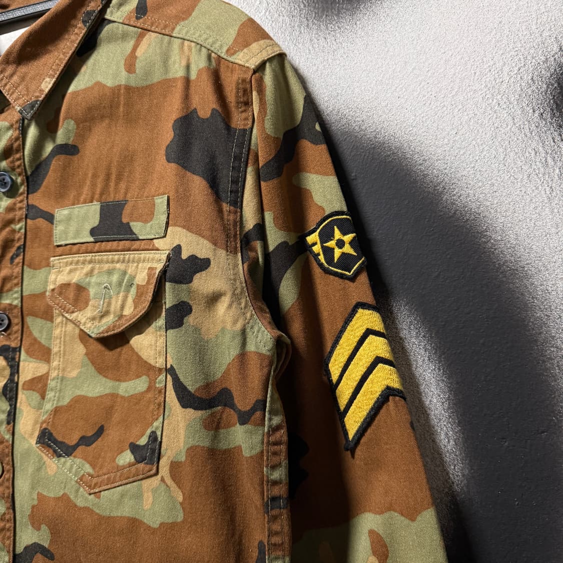 VTG 빈티지 우드랜드 풀 카모 패치 디테일 더블 포켓 긴팔 셔츠 상품이미지4