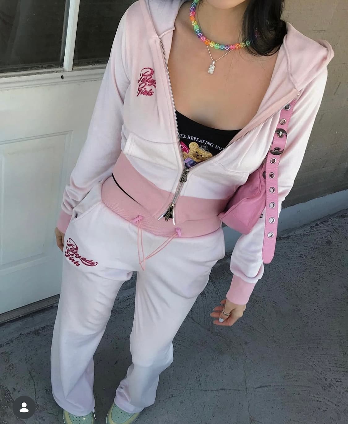 페일제이드 벨로아 y2k 벨벳 트레이닝 셋업 - 핑크 상품이미지4