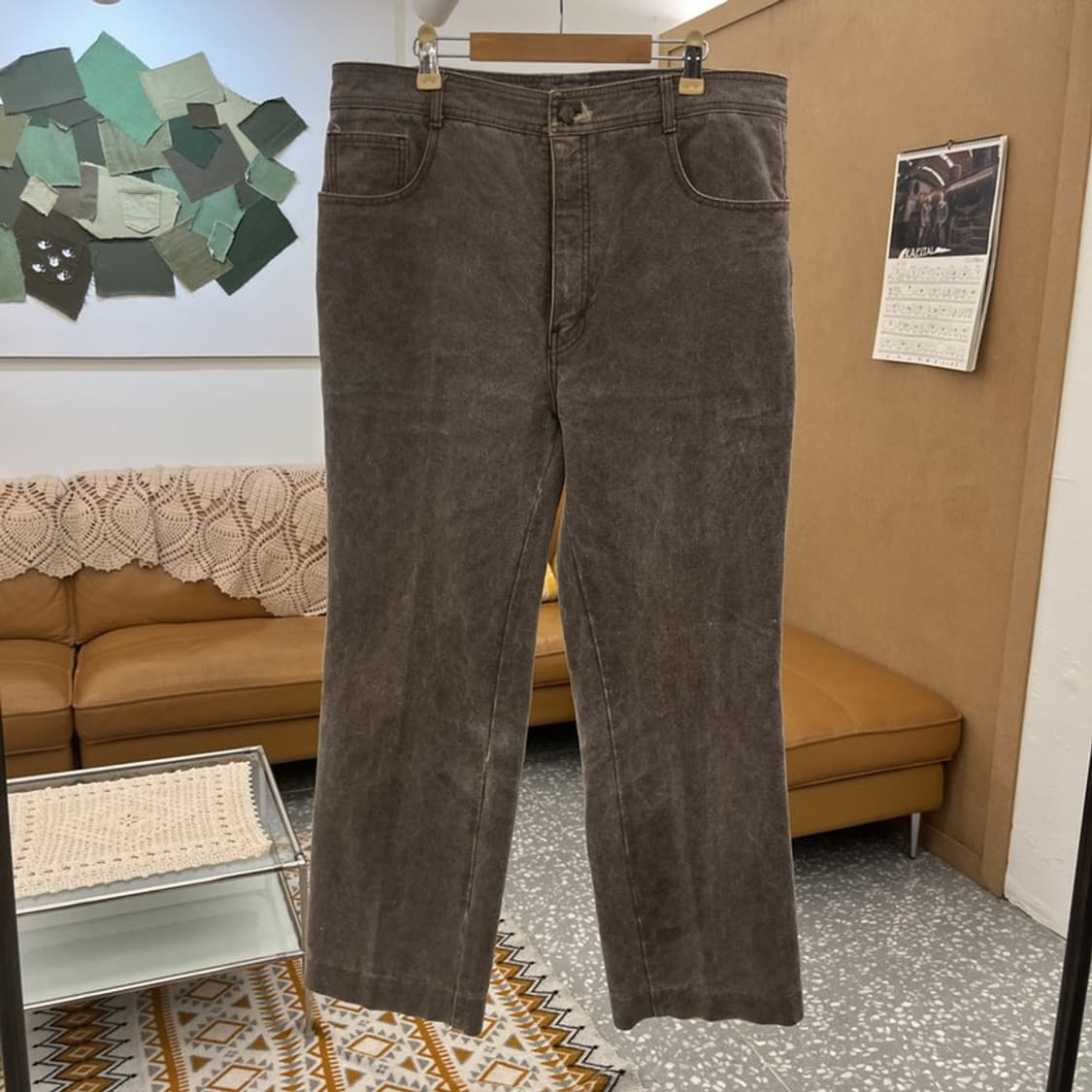 빈티지 올드스쿨 모던 캐주얼 워싱 와이드 코튼팬츠 35인치 C10765 상품이미지3