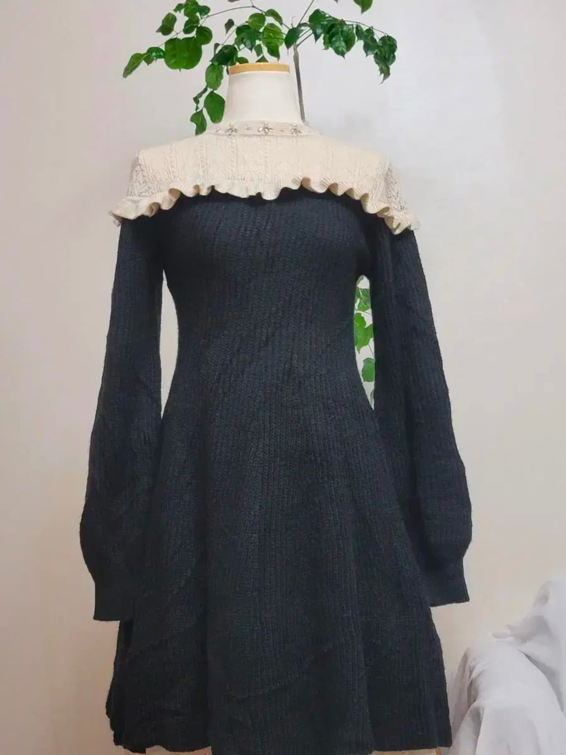 일본빈티지 새제품 axes femme 블랙 니트 원피스 상품이미지1