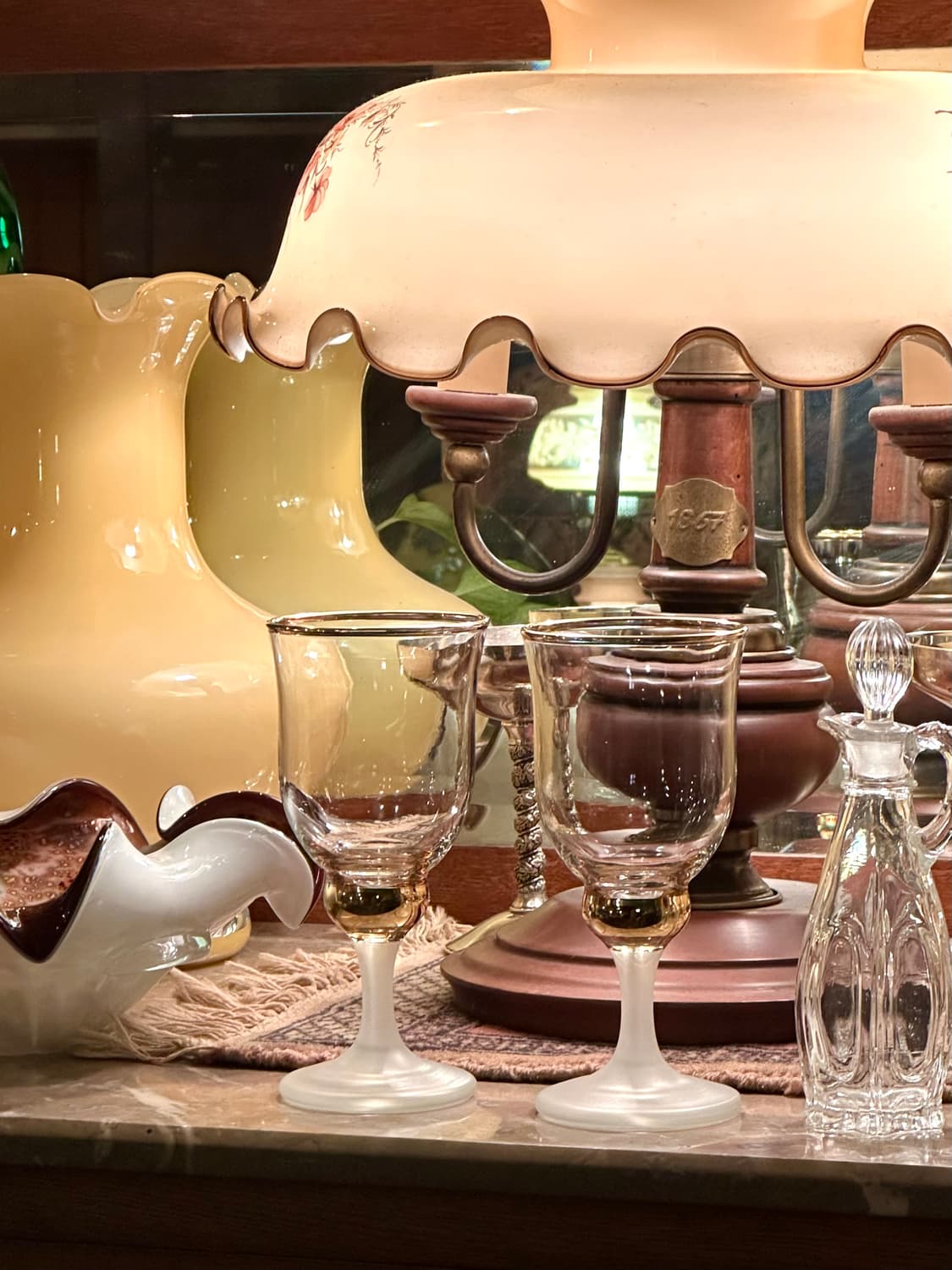 유럽 빈티지 골드림&프로스트스템 글라스 고블렛 잔 상품이미지7