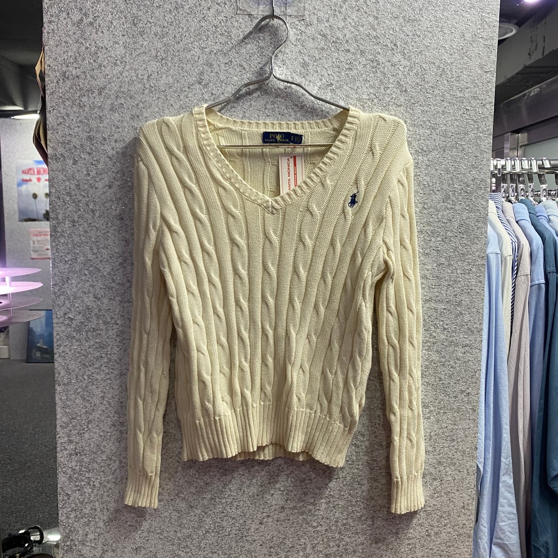 폴로 신형 화이트 코튼 브이넥 니트 B3481 상품이미지2