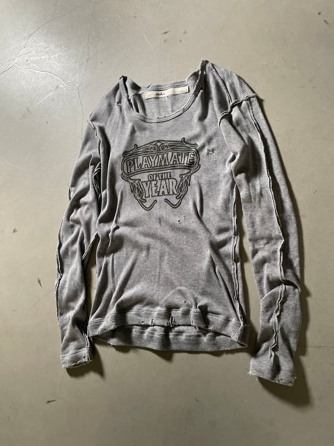 halb Distressed Rib Long Sleeve T-Shirt 상품이미지2