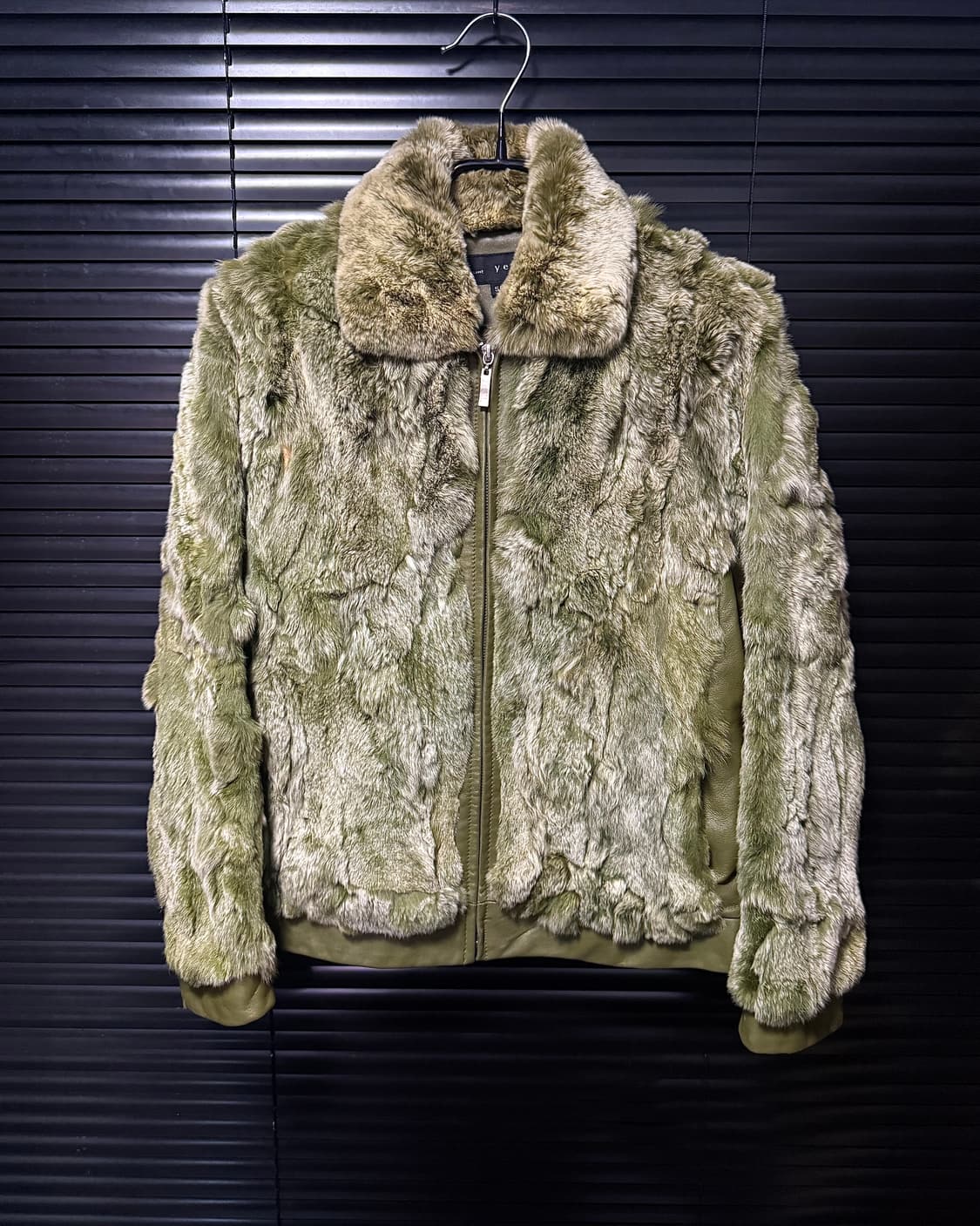 yeker 카키 렉스 털 양 가죽 믹스 퍼 자켓 밍크 여우 토끼 레더  상품이미지3