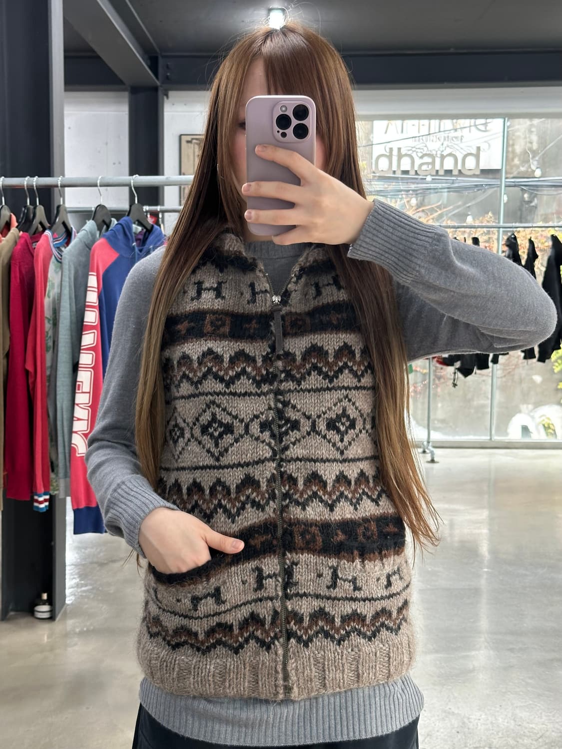 히스테릭글래머 히스걸 코위찬노르딕 울 후드니트 베스트 상품이미지5