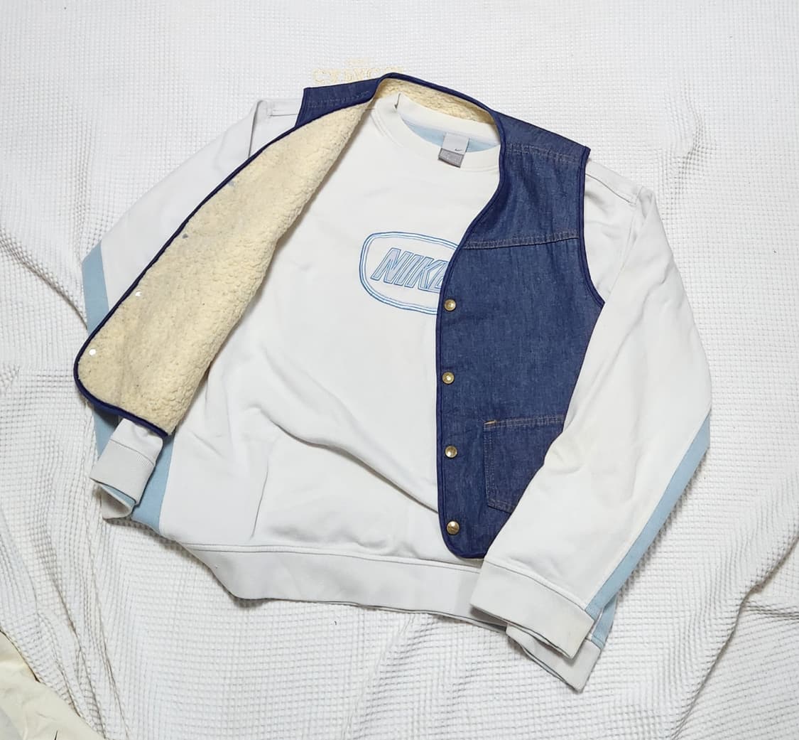 칼하트 80s 청 데님 안감 쉐르파 베스트 조끼 자켓 상품이미지1