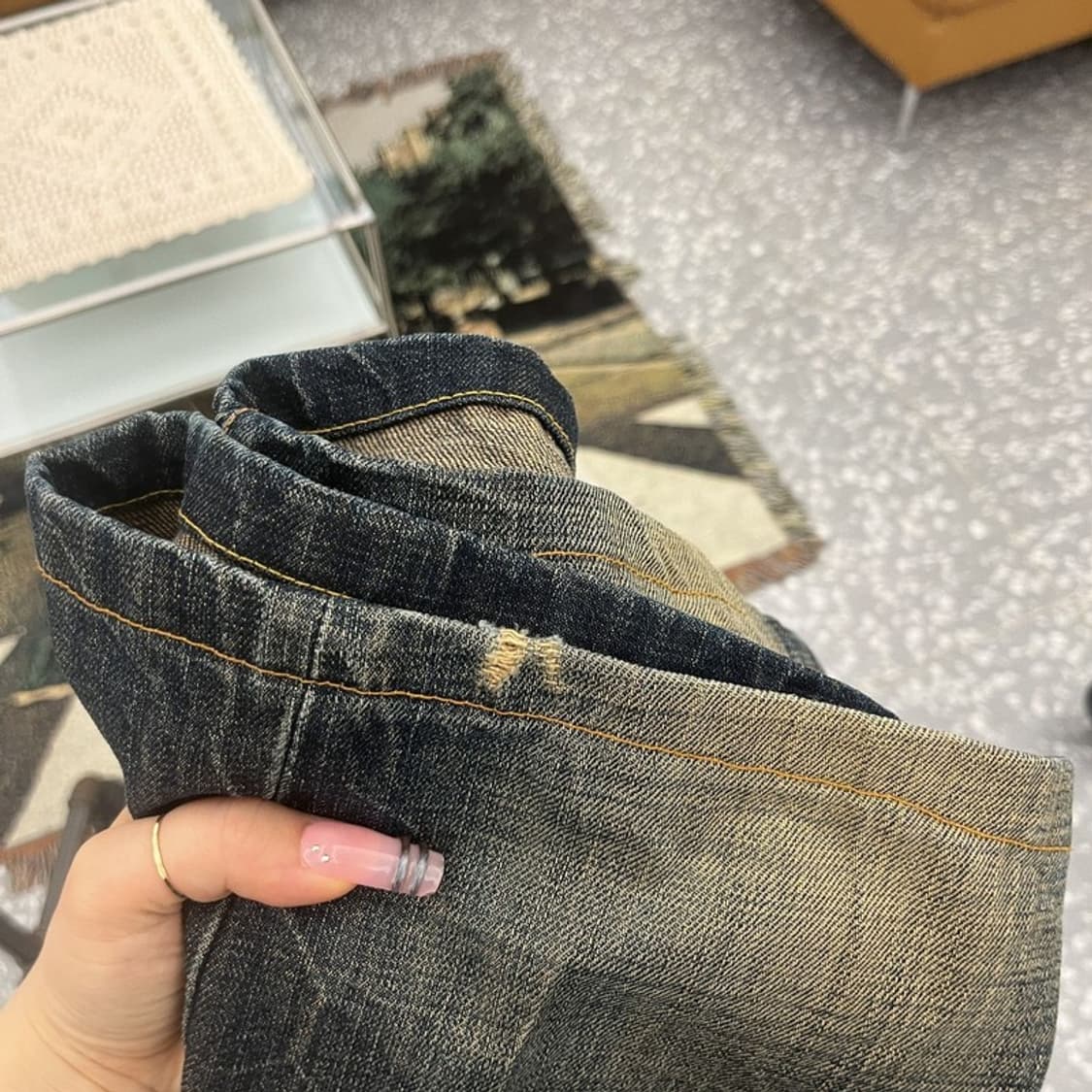 버커루 빈티지 스트릿 펑크 아일렛 데님 버뮤다팬츠 34인치 C12133 상품이미지7