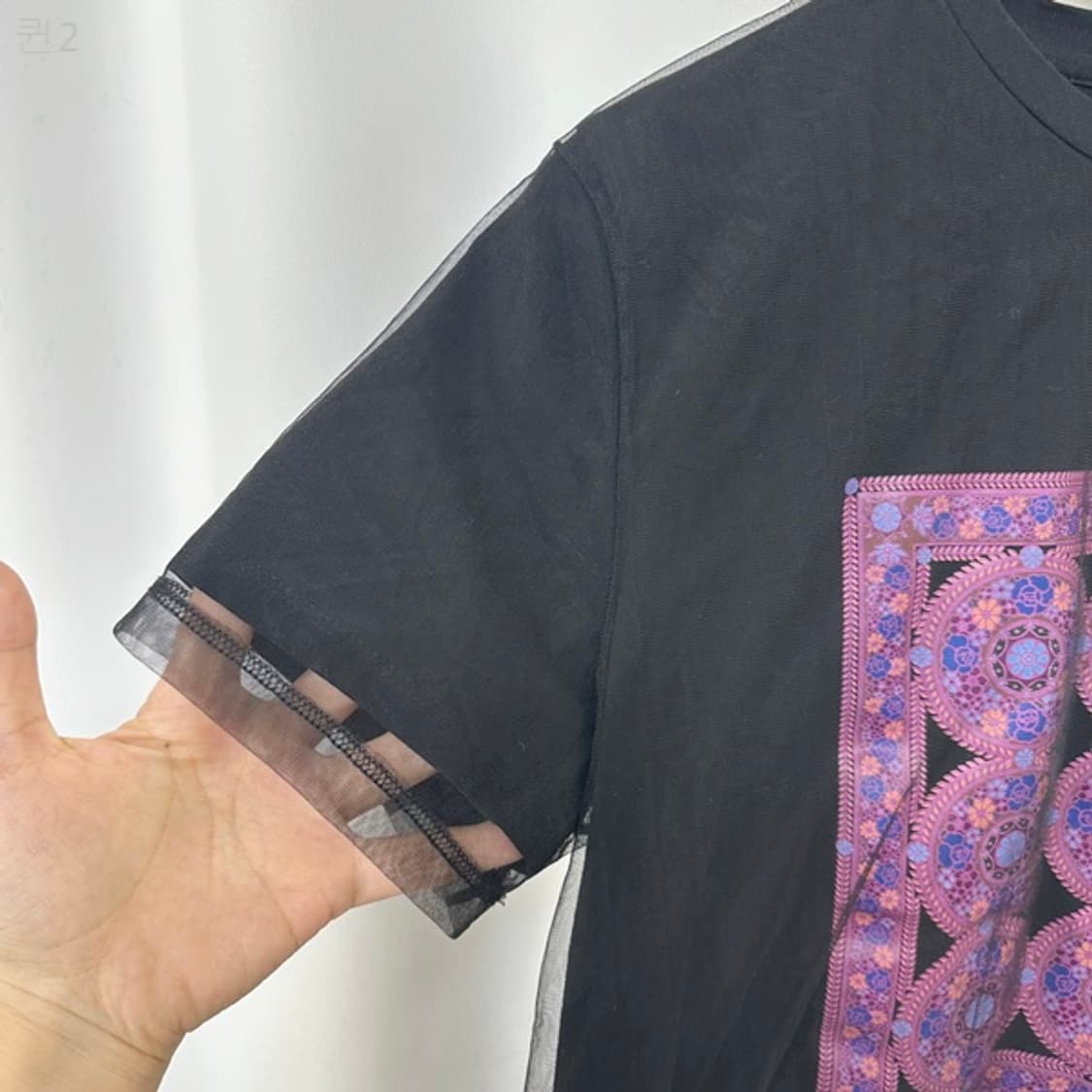 안나수이 여자 이중 티셔츠 반팔티 검정 90 (66) 상품이미지3