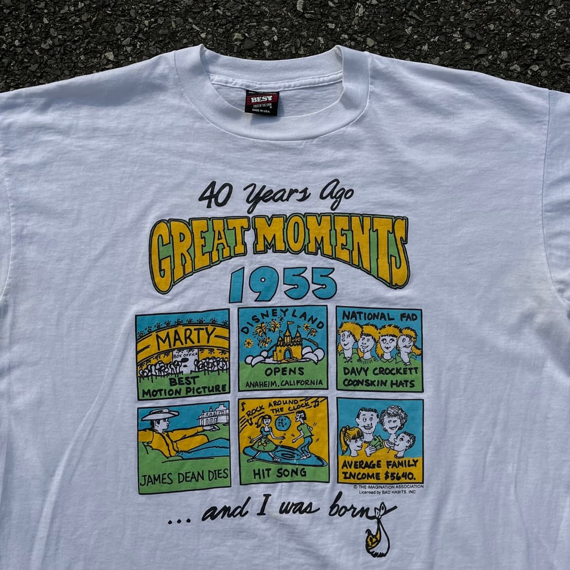 90‘s 미국 제조 프룻오브더룸 화이트 프린팅 반팔티 상품이미지2