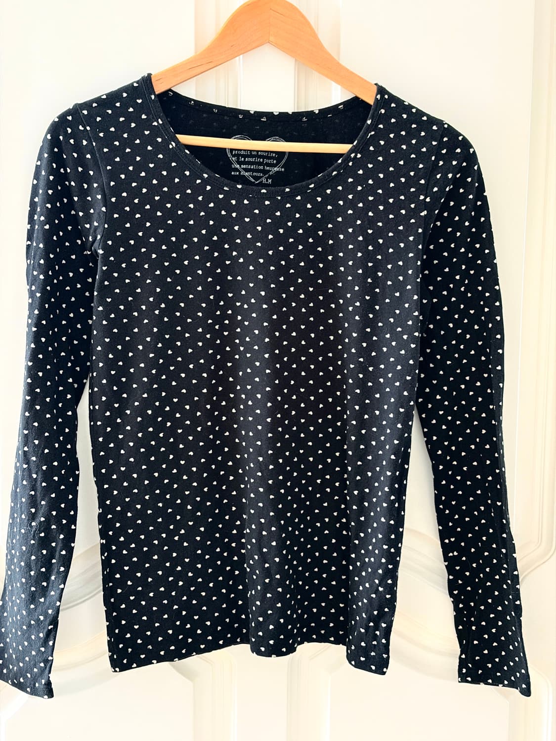 Vintage 하트 도트 패턴 긴팔 티셔츠 상품이미지2