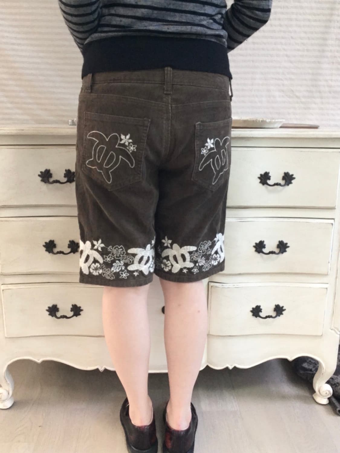 jpn vintage 브라운 보헤미안 자수 코듀로이 버뮤다 팬츠 y2k  상품이미지5