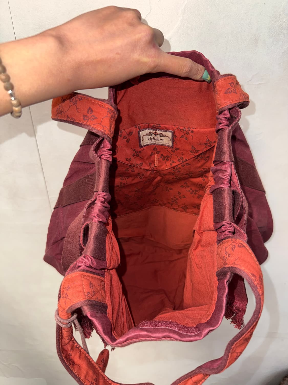 Kipling burgundy multi pocket tote bag 상품이미지8