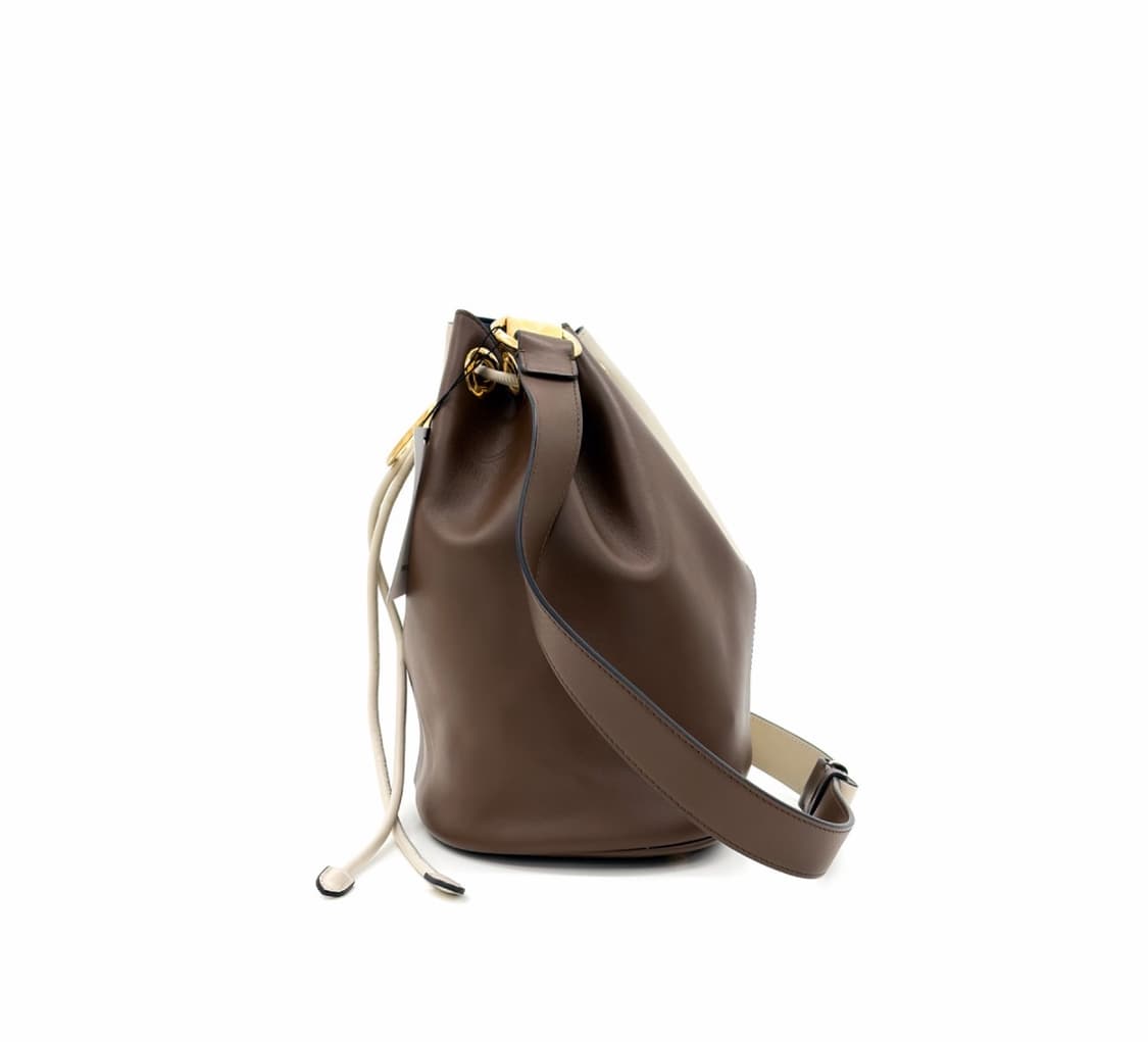 [OS] 마르니 이어링 컬러블록 투톤 레더 버킷백 숄더백 브라운 베이지 상품이미지5