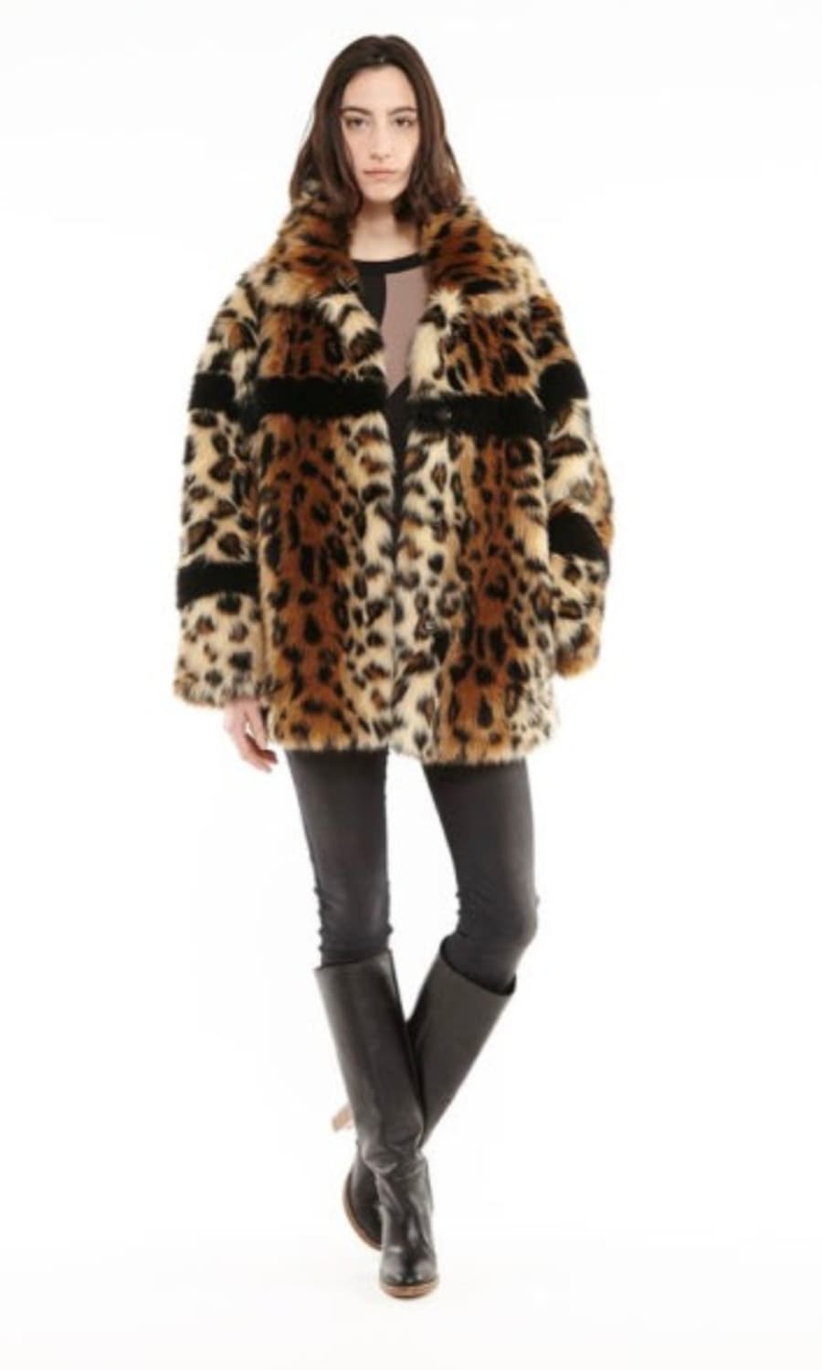 에셴셜 앤트워프 오버핏 레오파드 퍼코트 상품이미지1