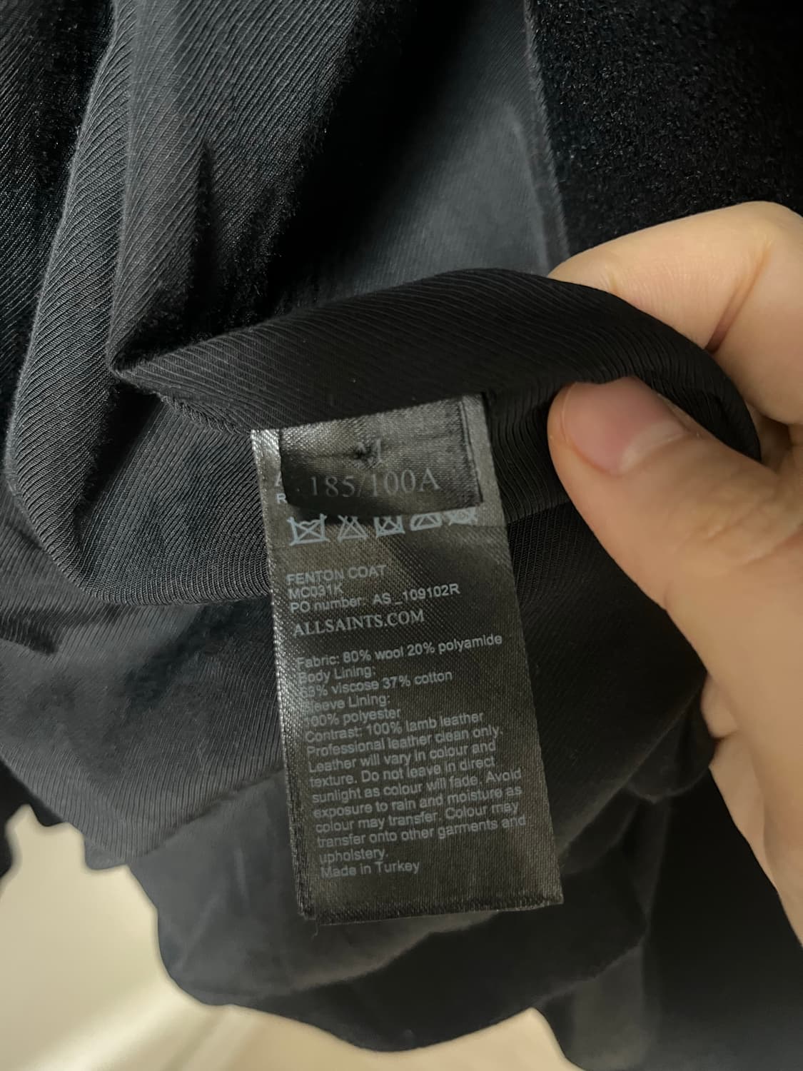 올세인츠 울 롱코트 더블 블랙 100 상품이미지5