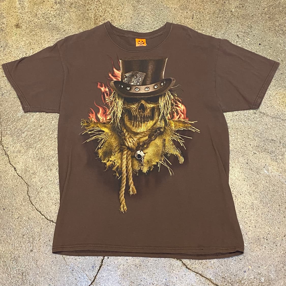 미국 빈티지 해피 할로윈 해골 스컬 포인트 락티셔츠 반팔티 상품이미지1