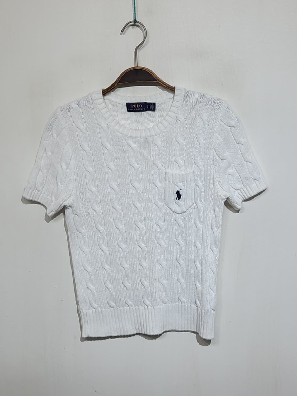 (S) 랄프로렌 폴로 꽈배기 반팔니트 화이트 케이블 스웨터  상품이미지1