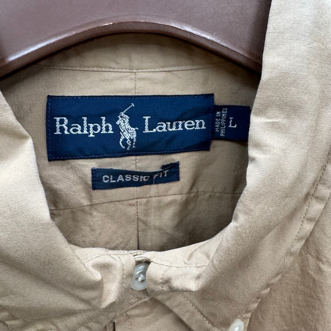 폴로 랄프로렌 솔리드 긴팔 셔츠 네이비 포니 포인트 베이지 상품이미지6