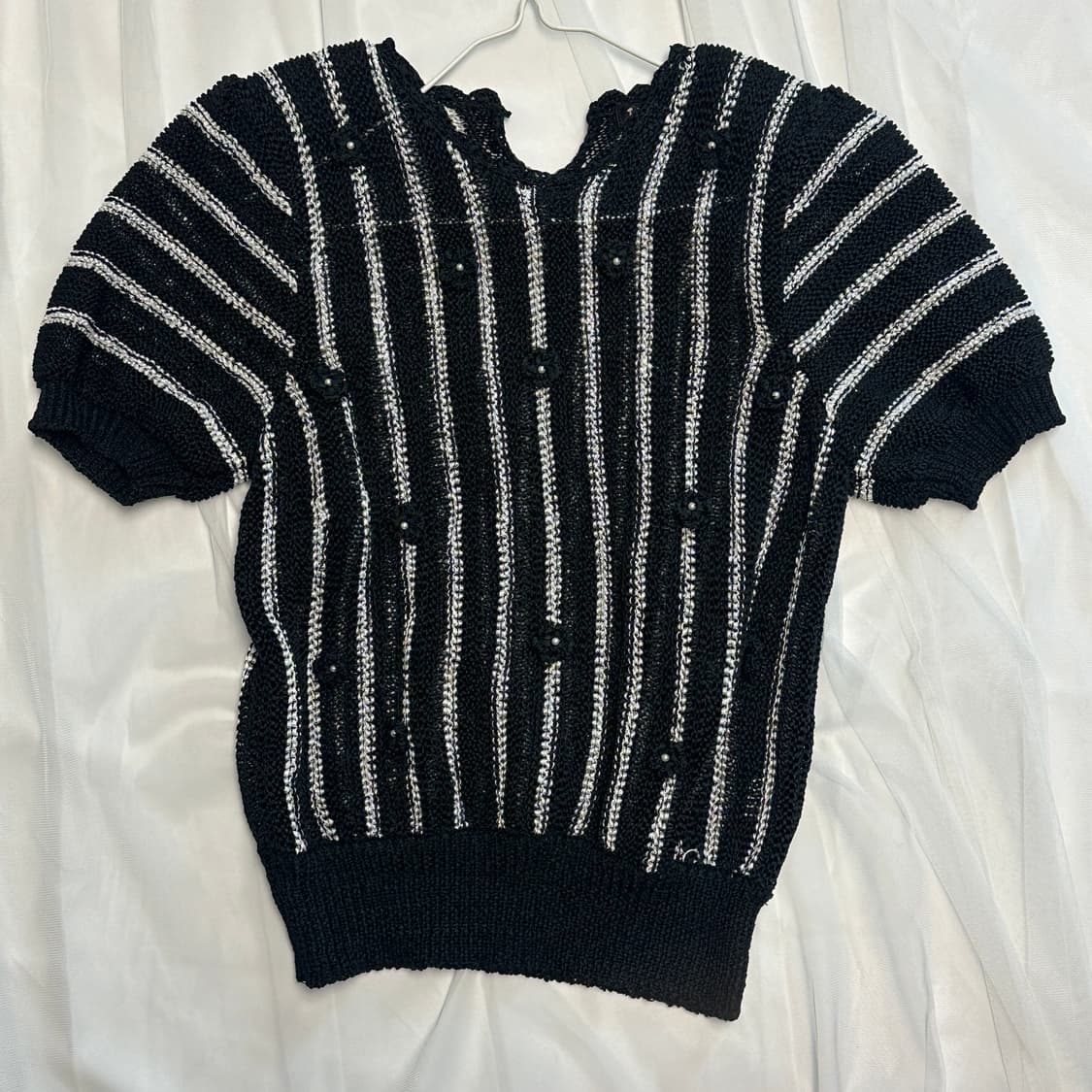 플라워포인트 네트 반소매 니트 상품이미지1